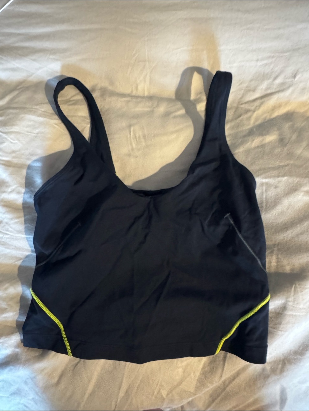 lululemon athletica Black Crop Tank with Neon Trim